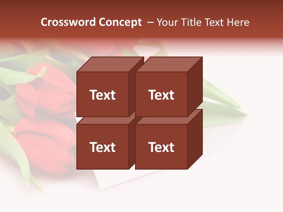 A Bunch Of Red Tulips With A White Card PowerPoint Template