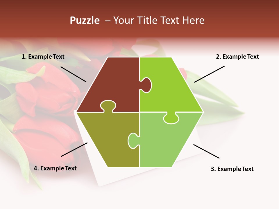 A Bunch Of Red Tulips With A White Card PowerPoint Template