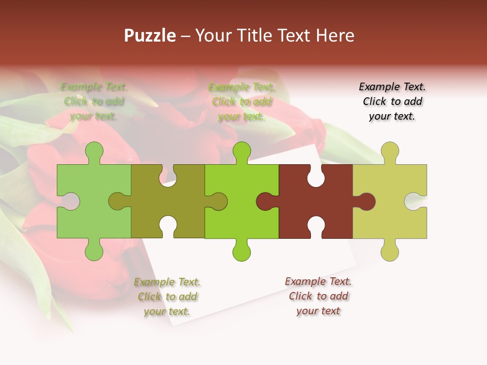 A Bunch Of Red Tulips With A White Card PowerPoint Template