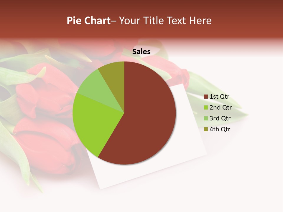 A Bunch Of Red Tulips With A White Card PowerPoint Template