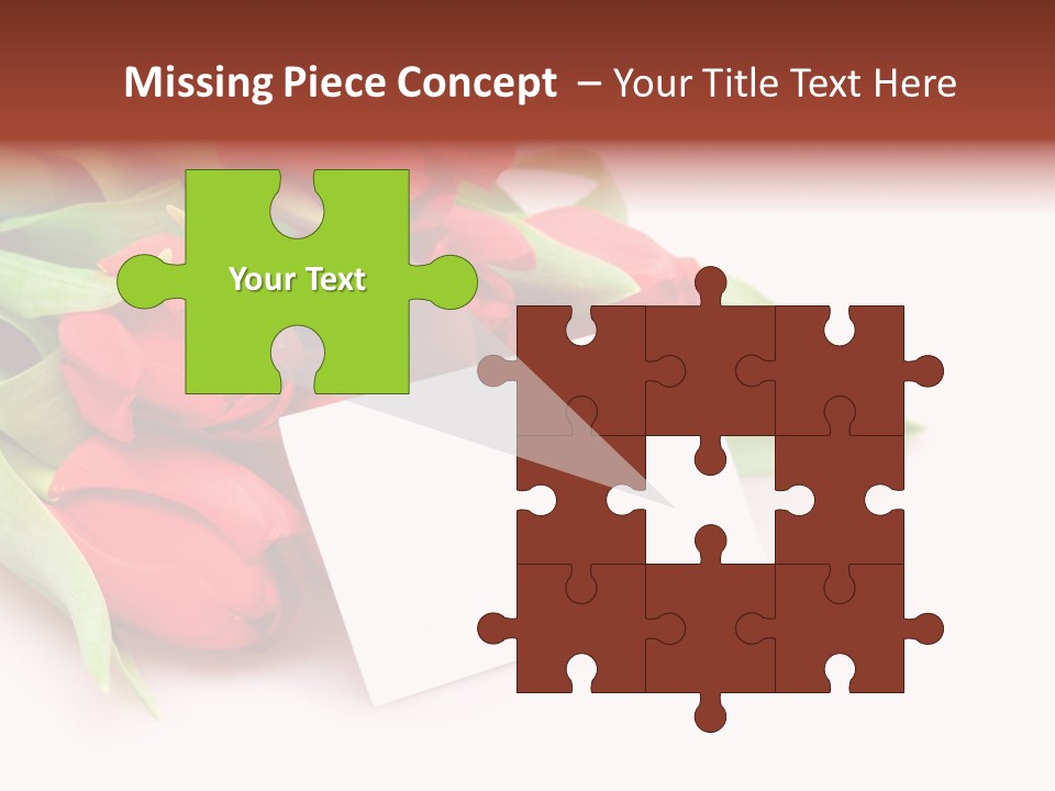 A Bunch Of Red Tulips With A White Card PowerPoint Template