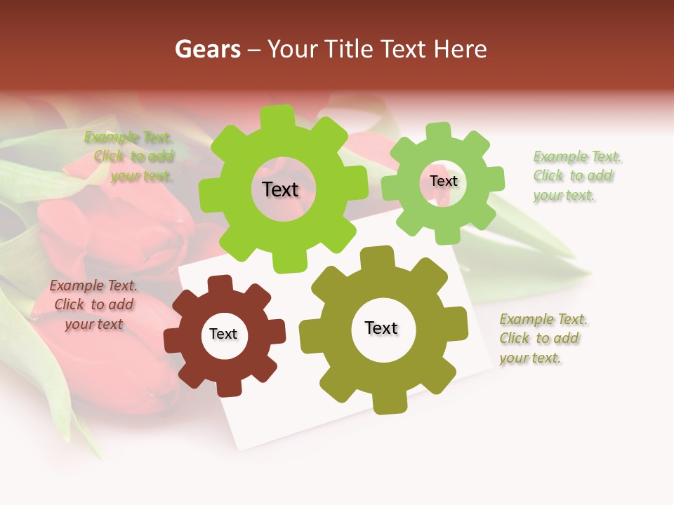 A Bunch Of Red Tulips With A White Card PowerPoint Template