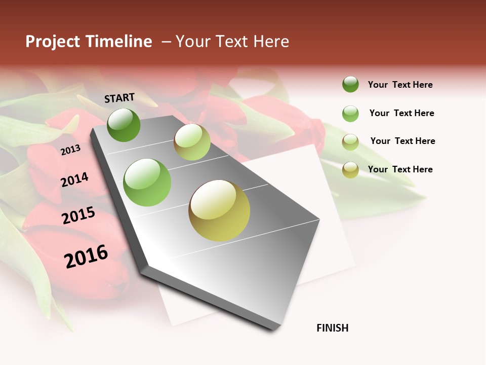 A Bunch Of Red Tulips With A White Card PowerPoint Template