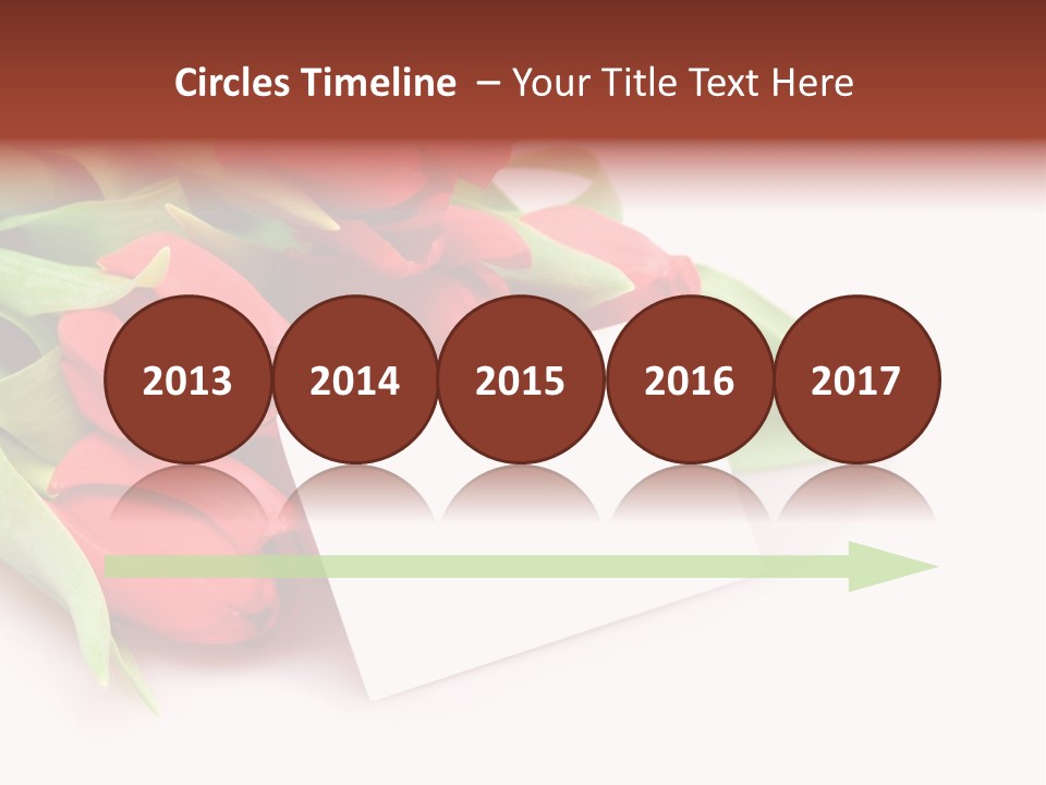 A Bunch Of Red Tulips With A White Card PowerPoint Template