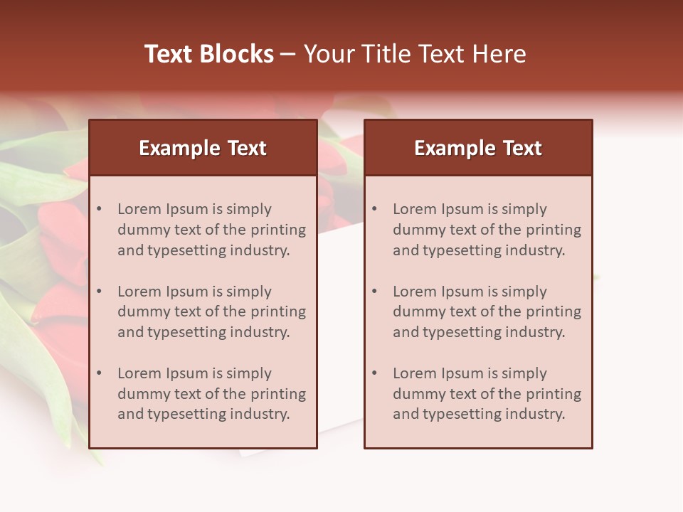 A Bunch Of Red Tulips With A White Card PowerPoint Template