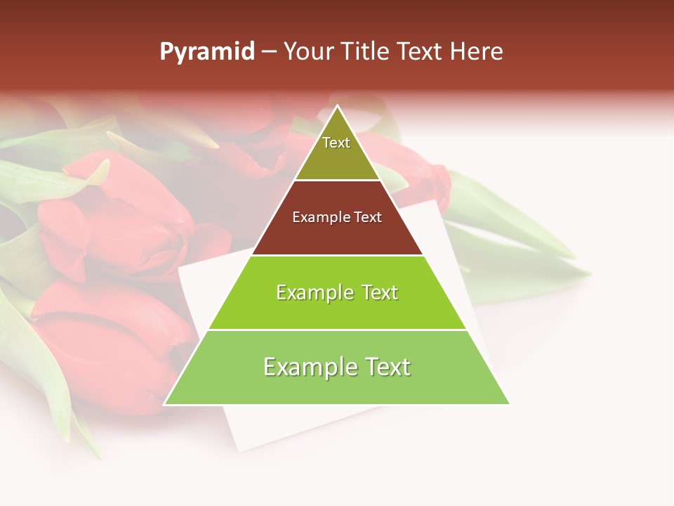 A Bunch Of Red Tulips With A White Card PowerPoint Template