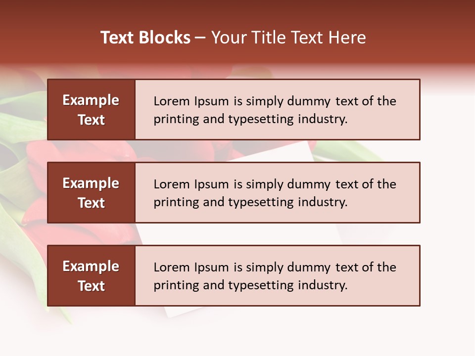 A Bunch Of Red Tulips With A White Card PowerPoint Template