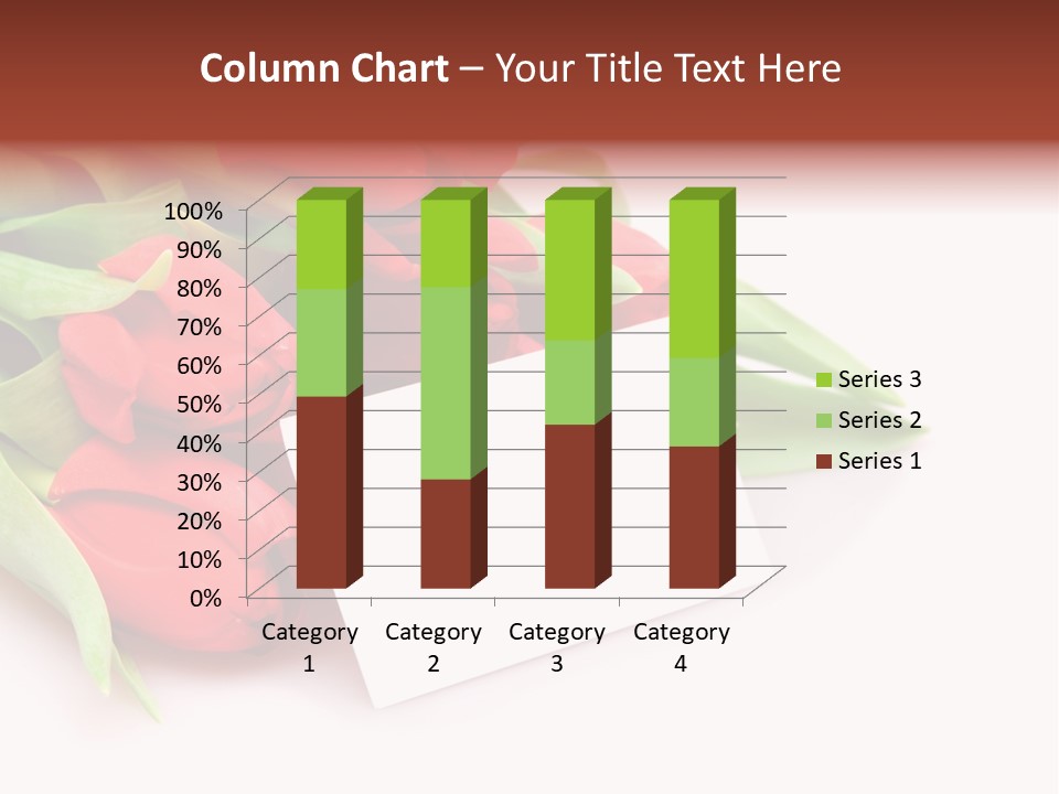 A Bunch Of Red Tulips With A White Card PowerPoint Template