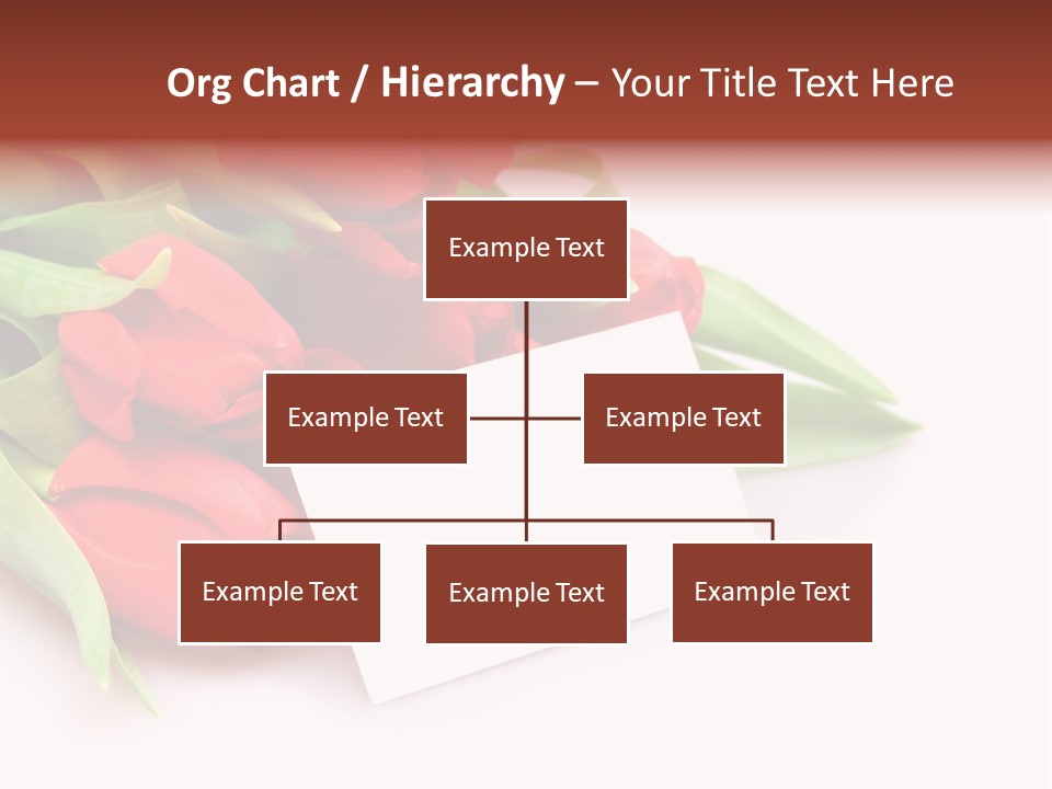A Bunch Of Red Tulips With A White Card PowerPoint Template