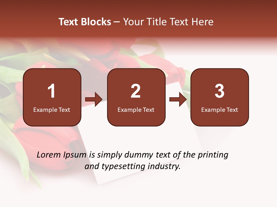 A Bunch Of Red Tulips With A White Card PowerPoint Template