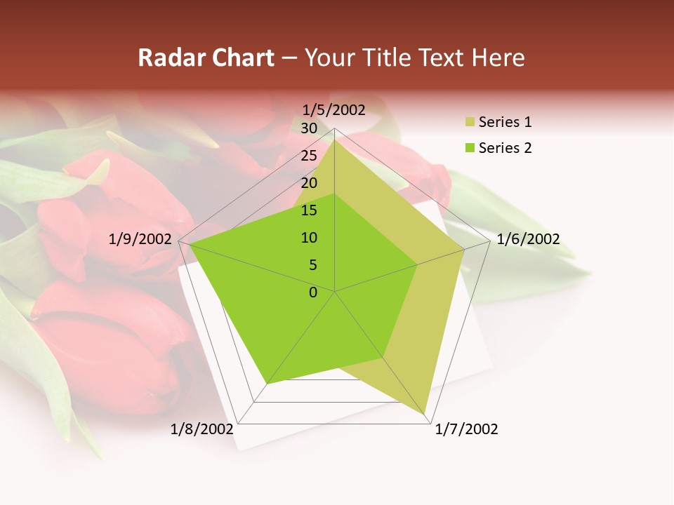A Bunch Of Red Tulips With A White Card PowerPoint Template