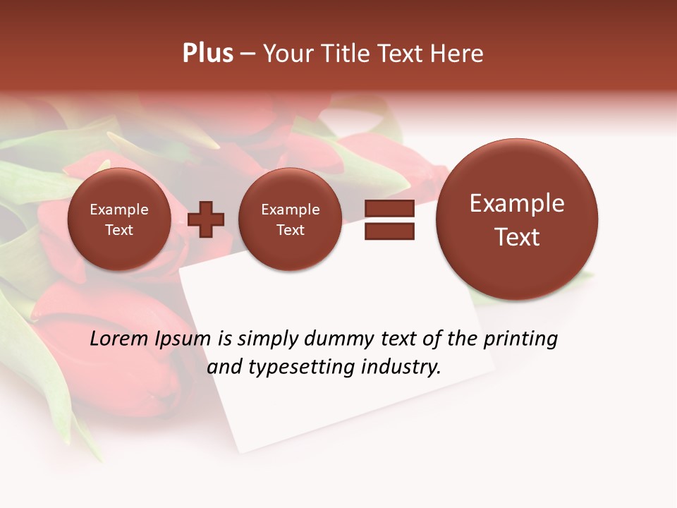 A Bunch Of Red Tulips With A White Card PowerPoint Template