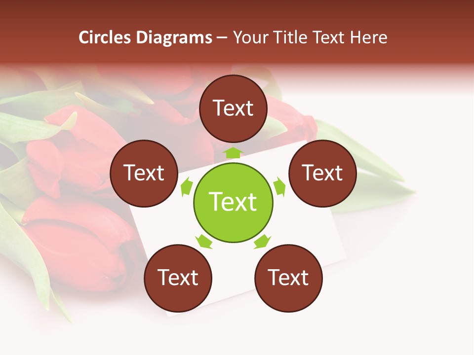 A Bunch Of Red Tulips With A White Card PowerPoint Template