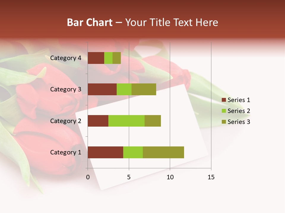 A Bunch Of Red Tulips With A White Card PowerPoint Template