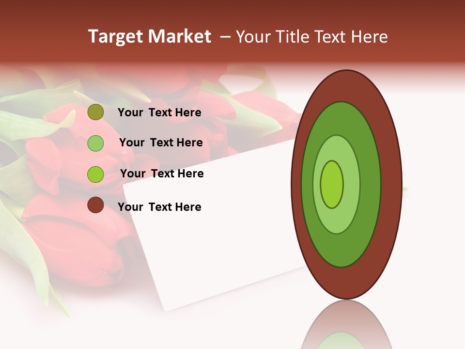 A Bunch Of Red Tulips With A White Card PowerPoint Template