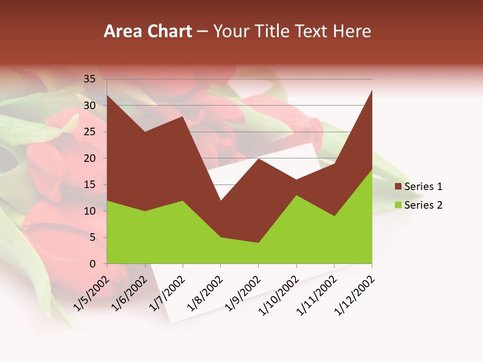 A Bunch Of Red Tulips With A White Card PowerPoint Template