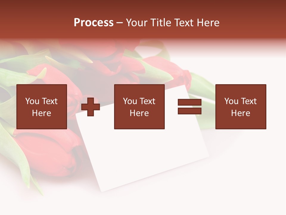 A Bunch Of Red Tulips With A White Card PowerPoint Template
