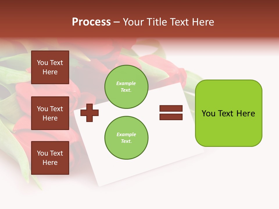 A Bunch Of Red Tulips With A White Card PowerPoint Template
