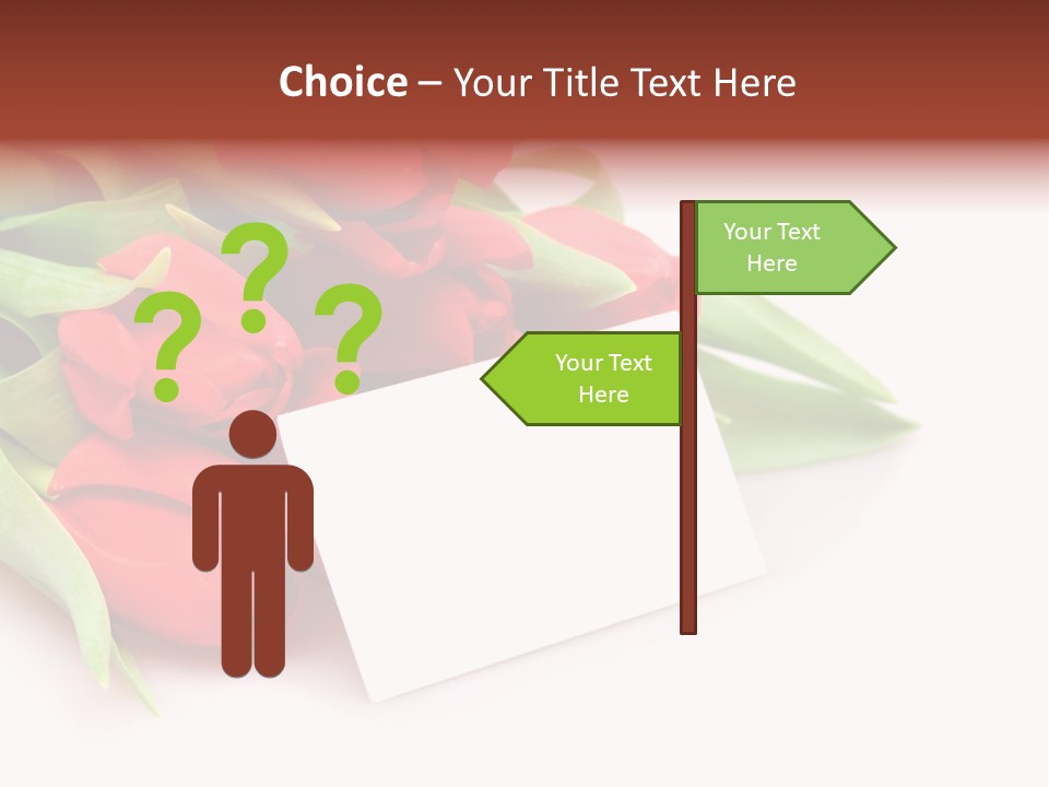 A Bunch Of Red Tulips With A White Card PowerPoint Template