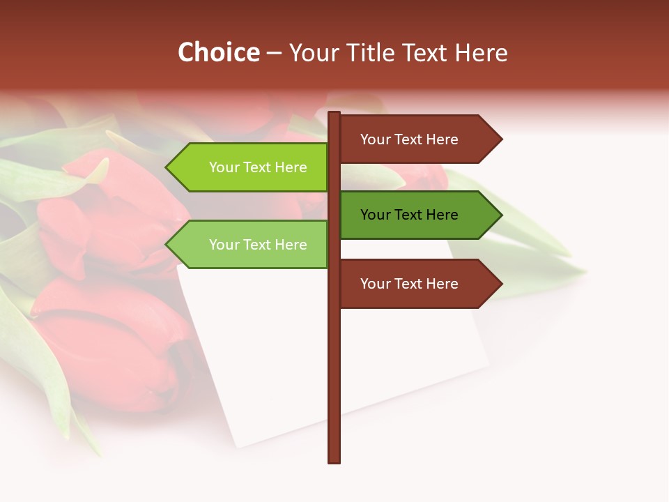 A Bunch Of Red Tulips With A White Card PowerPoint Template