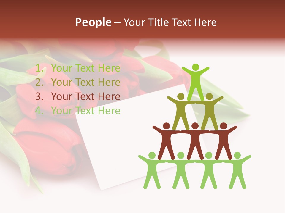 A Bunch Of Red Tulips With A White Card PowerPoint Template