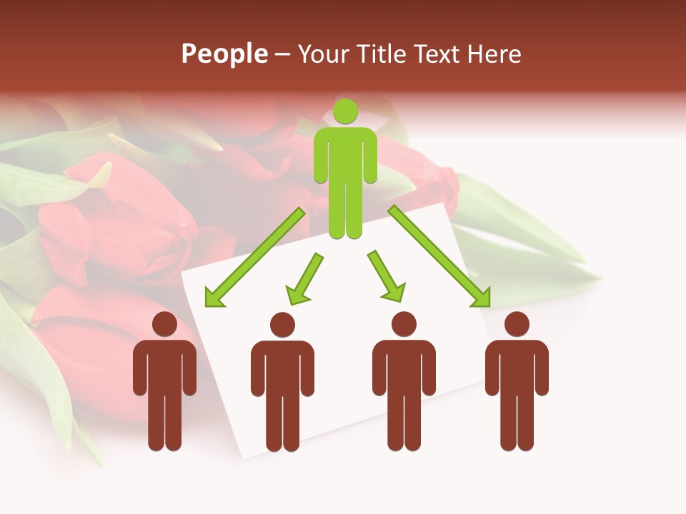 A Bunch Of Red Tulips With A White Card PowerPoint Template