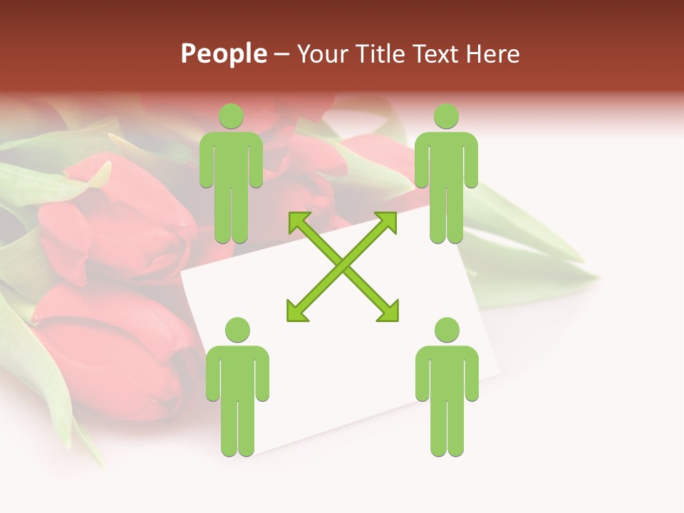A Bunch Of Red Tulips With A White Card PowerPoint Template