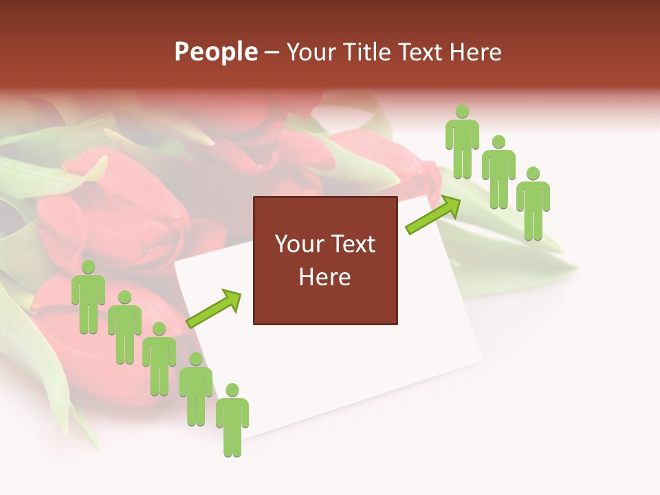 A Bunch Of Red Tulips With A White Card PowerPoint Template