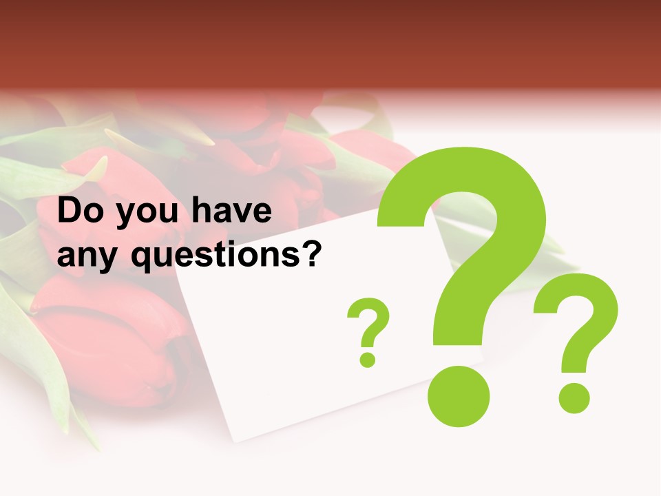 A Bunch Of Red Tulips With A White Card PowerPoint Template