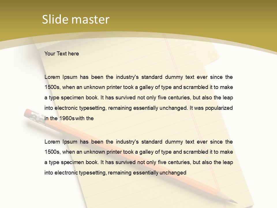 A Piece Of Paper With A Pencil On Top Of It PowerPoint Template