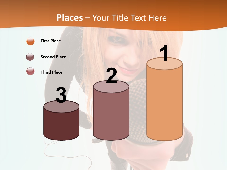 A Woman Holding A Microphone In Her Hand PowerPoint Template