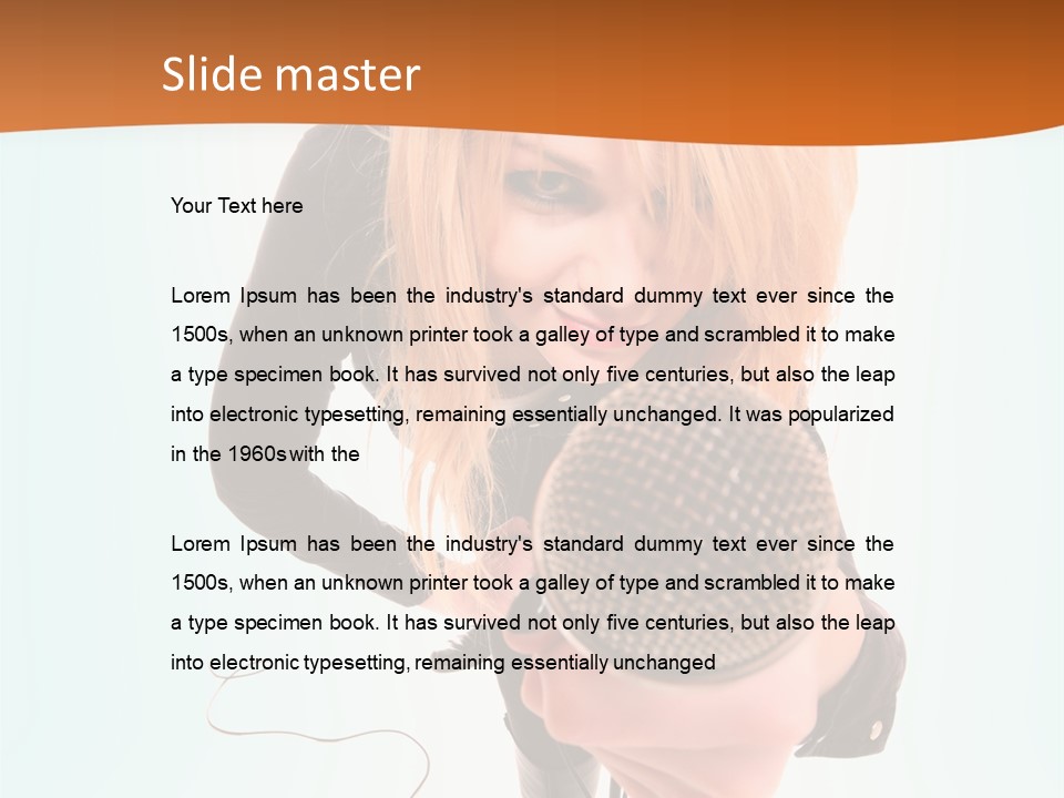 A Woman Holding A Microphone In Her Hand PowerPoint Template