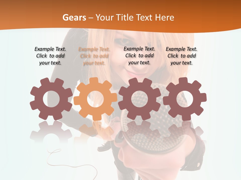 A Woman Holding A Microphone In Her Hand PowerPoint Template