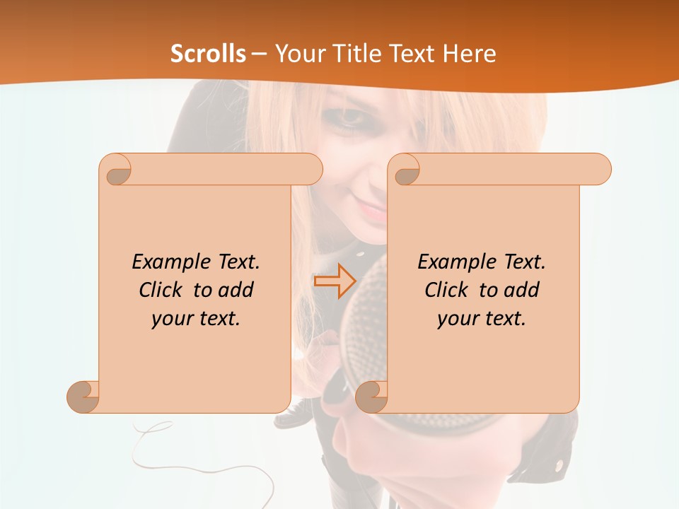 A Woman Holding A Microphone In Her Hand PowerPoint Template