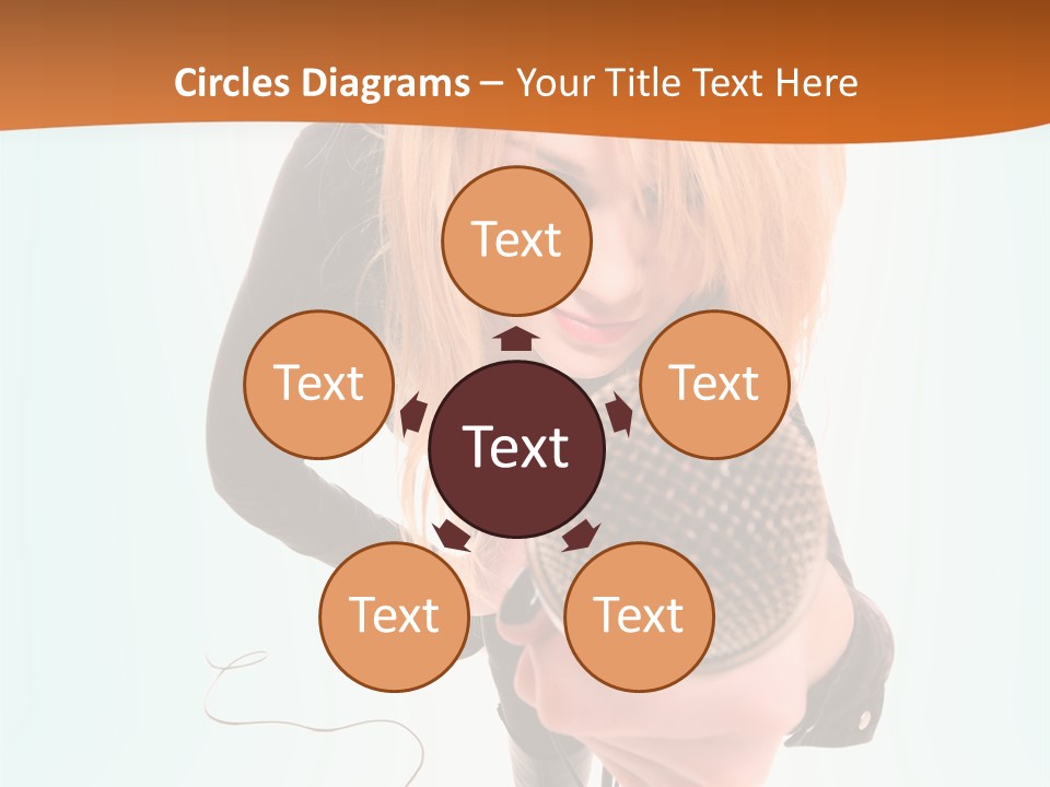 A Woman Holding A Microphone In Her Hand PowerPoint Template