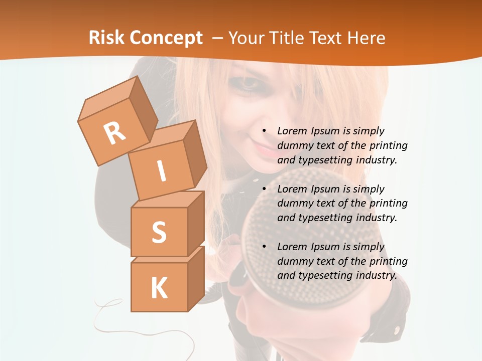 A Woman Holding A Microphone In Her Hand PowerPoint Template