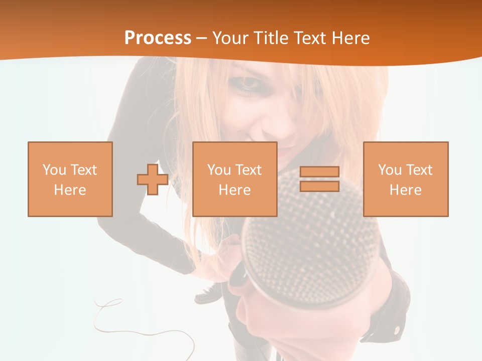 A Woman Holding A Microphone In Her Hand PowerPoint Template