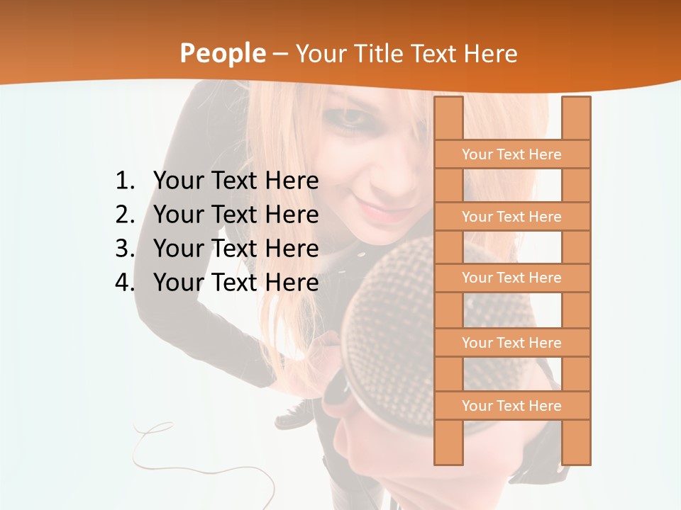 A Woman Holding A Microphone In Her Hand PowerPoint Template