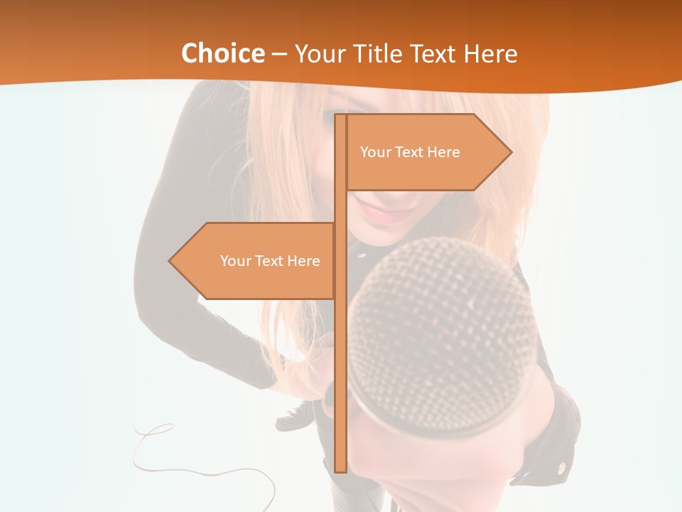 A Woman Holding A Microphone In Her Hand PowerPoint Template