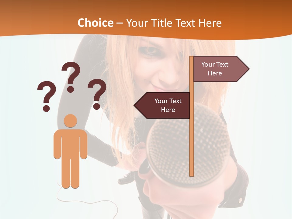 A Woman Holding A Microphone In Her Hand PowerPoint Template