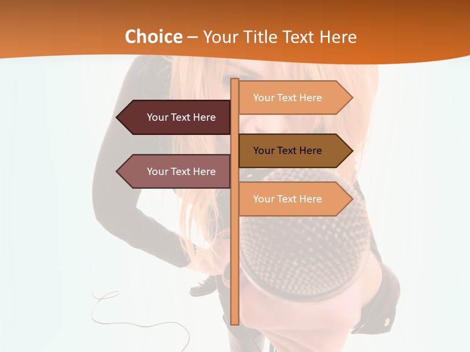 A Woman Holding A Microphone In Her Hand PowerPoint Template