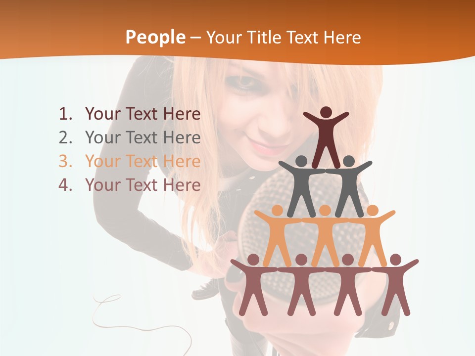A Woman Holding A Microphone In Her Hand PowerPoint Template