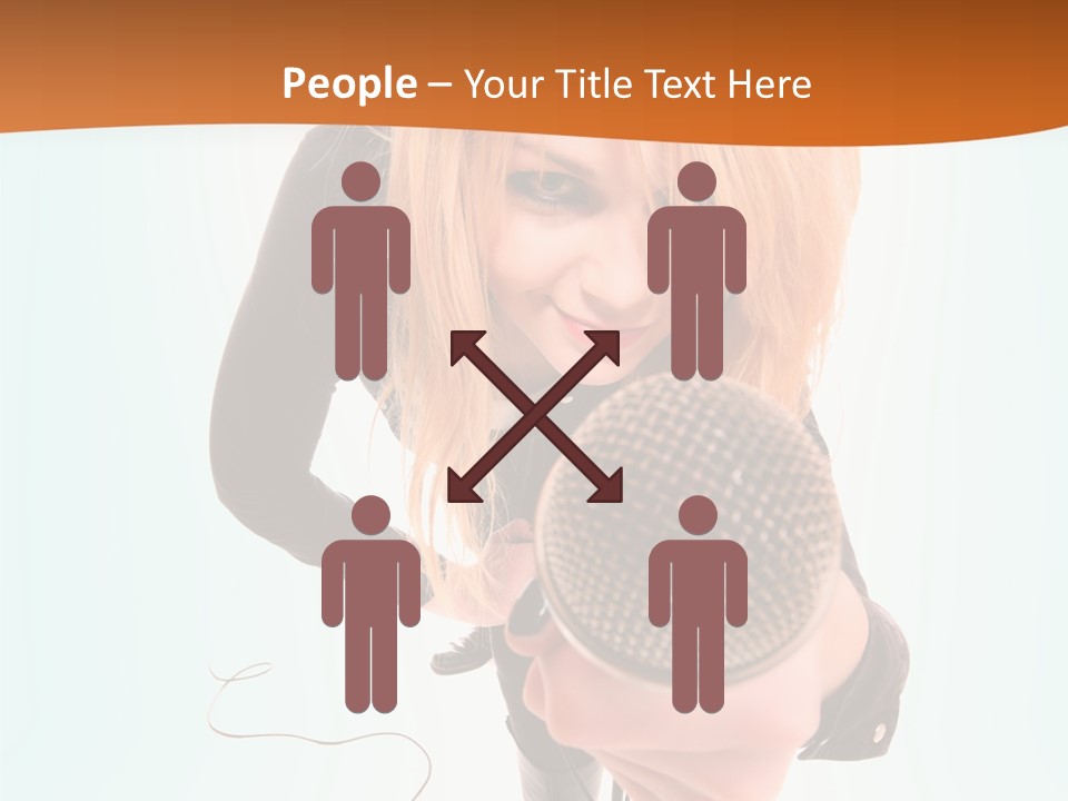 A Woman Holding A Microphone In Her Hand PowerPoint Template