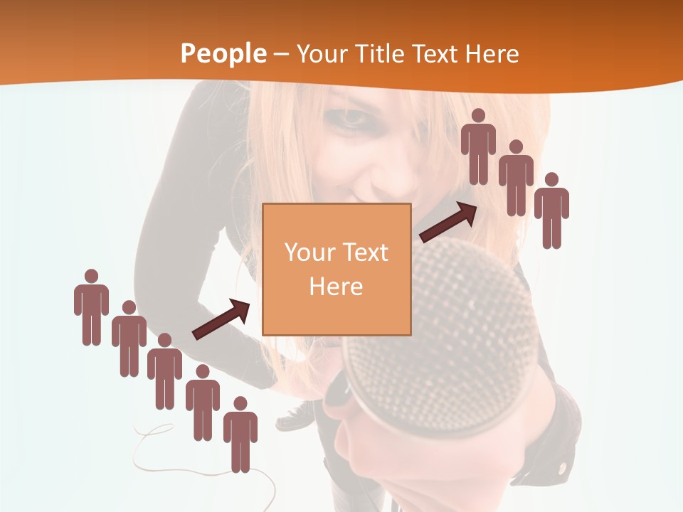 A Woman Holding A Microphone In Her Hand PowerPoint Template