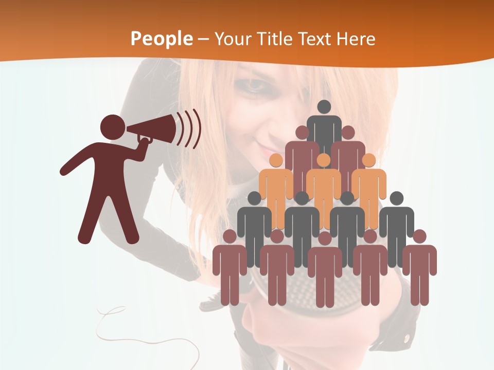 A Woman Holding A Microphone In Her Hand PowerPoint Template