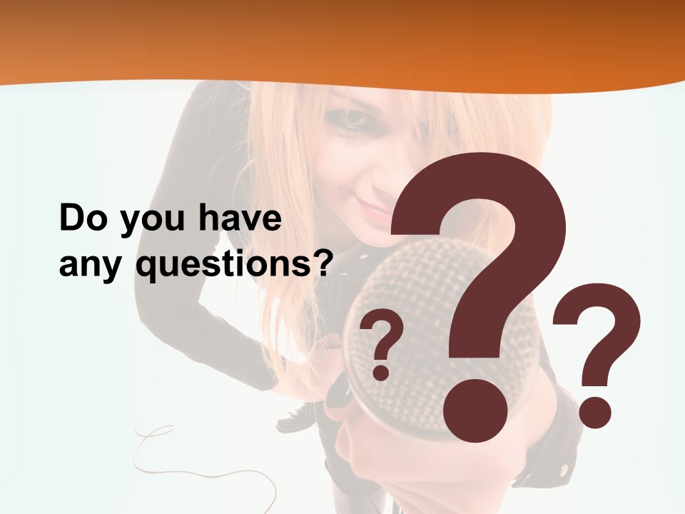 A Woman Holding A Microphone In Her Hand PowerPoint Template