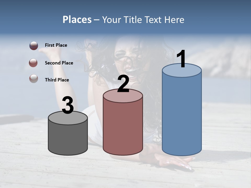 A Woman Laying On A Dock With Her Arms Outstretched PowerPoint Template