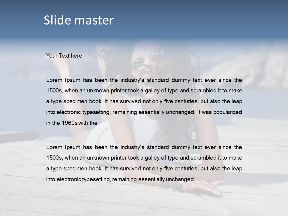 A Woman Laying On A Dock With Her Arms Outstretched PowerPoint Template