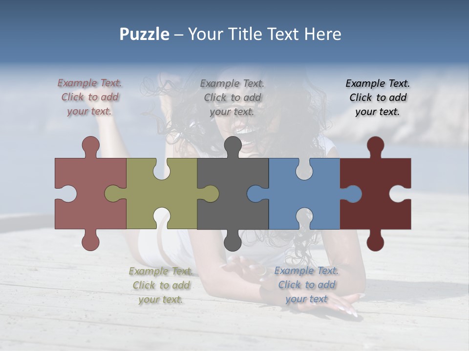 A Woman Laying On A Dock With Her Arms Outstretched PowerPoint Template