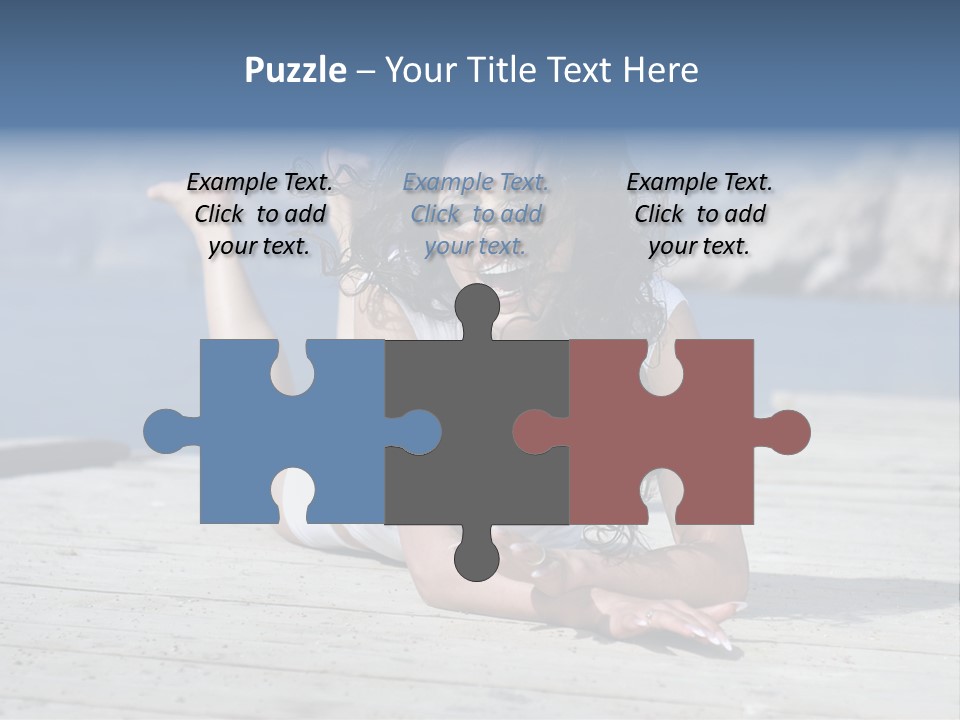 A Woman Laying On A Dock With Her Arms Outstretched PowerPoint Template